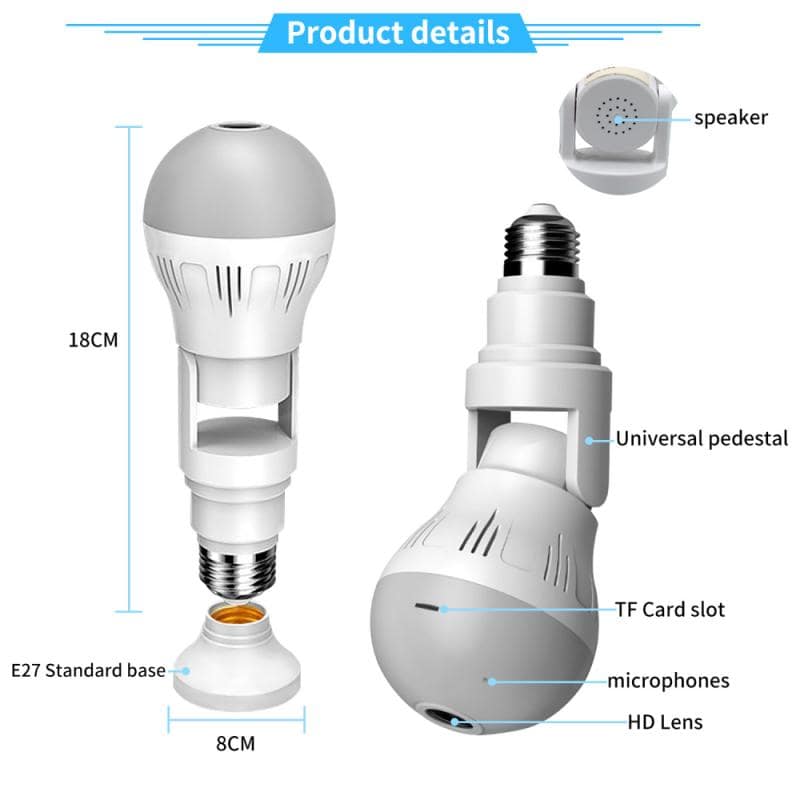360° Panoramic Hidden Light Bulb Wifi Camera - Flow Haven