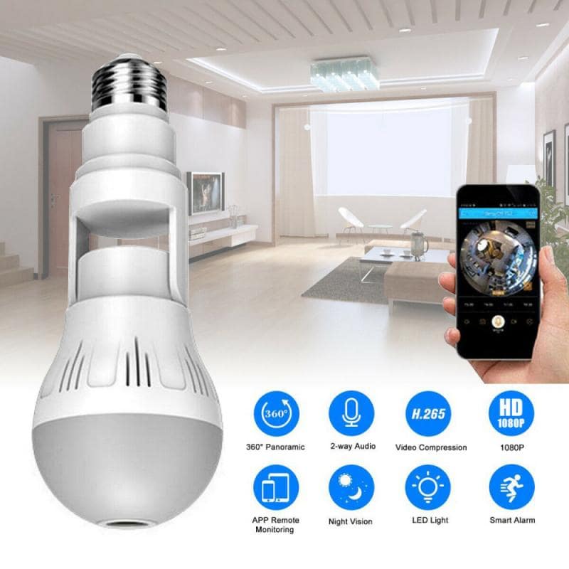 360° Panoramic Hidden Light Bulb Wifi Camera - Flow Haven